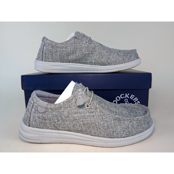 Dockers Shoes Mens 8.5 M Farley Oxfords Loafer Cement Grey Canvas Lace Up NEW - Picture 1 of 10